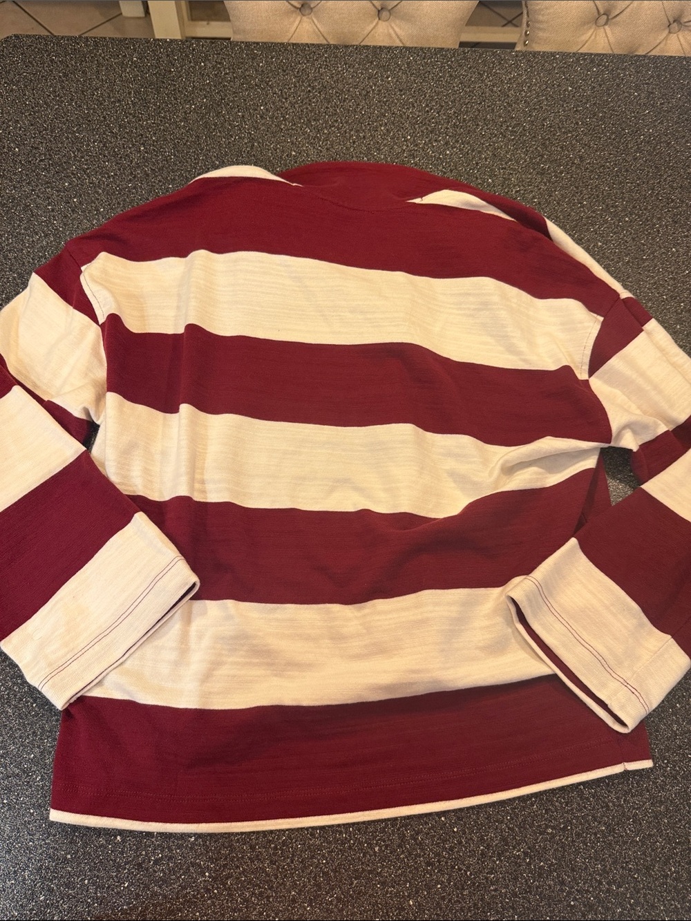 Women’s Madewell Crewneck Knit Rugby Top in Deep Burgundy and White -size Medium - Picture 5 of 5